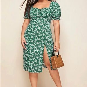 Green floral dress